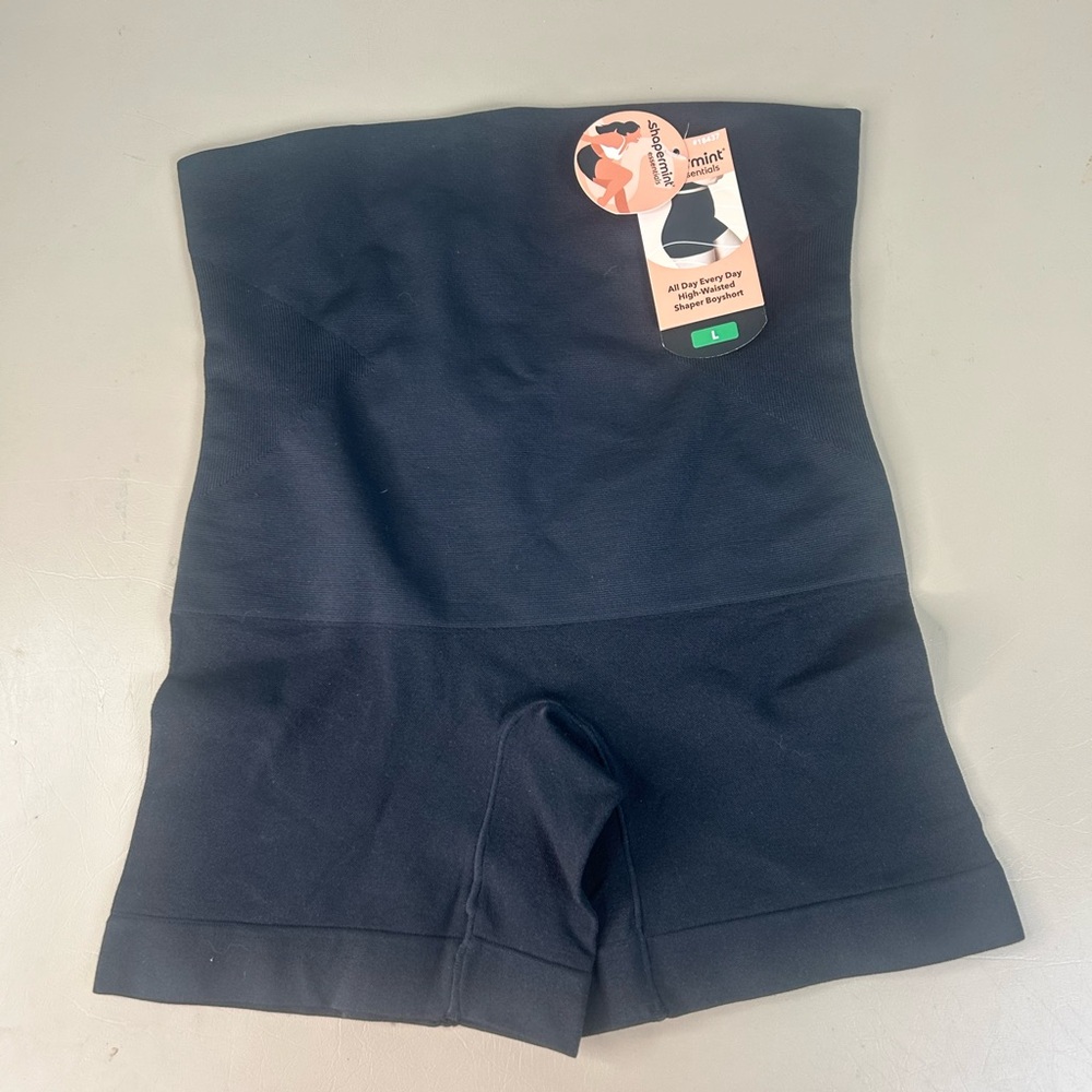 NWT Shapermint All Day Everyday High-Waisted Shaper BoyShort Black Size Large